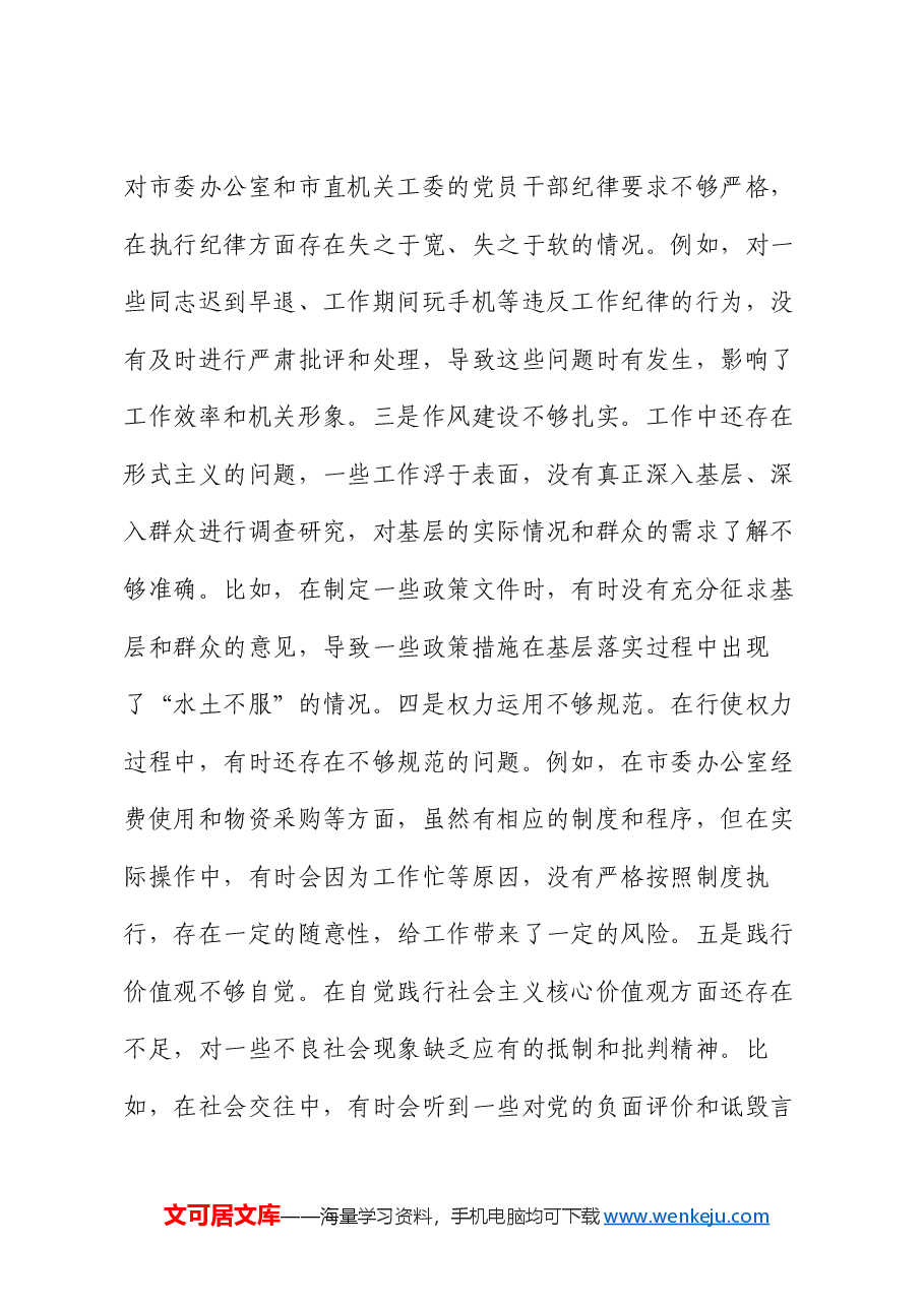 市委秘书长2024年度民主生活会对照检视发言材料.docx,第4页预览