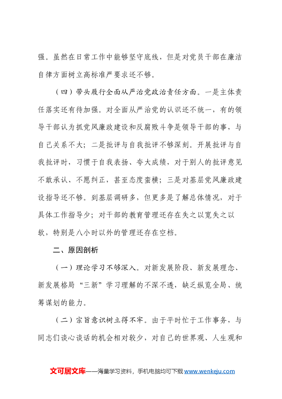 领导干部2024年民主生活会个人对照检查发言材料.docx,第3页预览