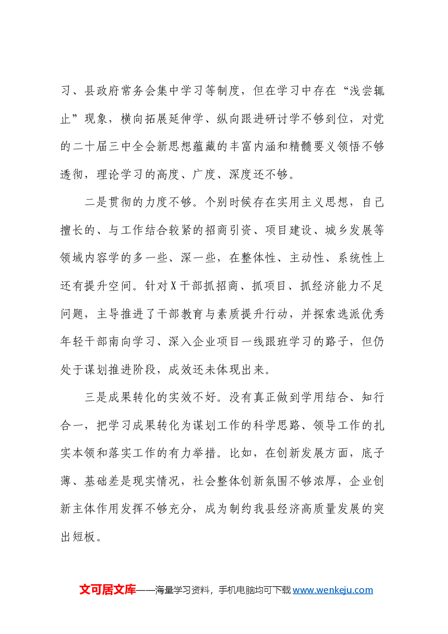 某县委副书记、县长2024年度民主生活会“四个带头”个人对照检查发言材料.docx,第4页预览