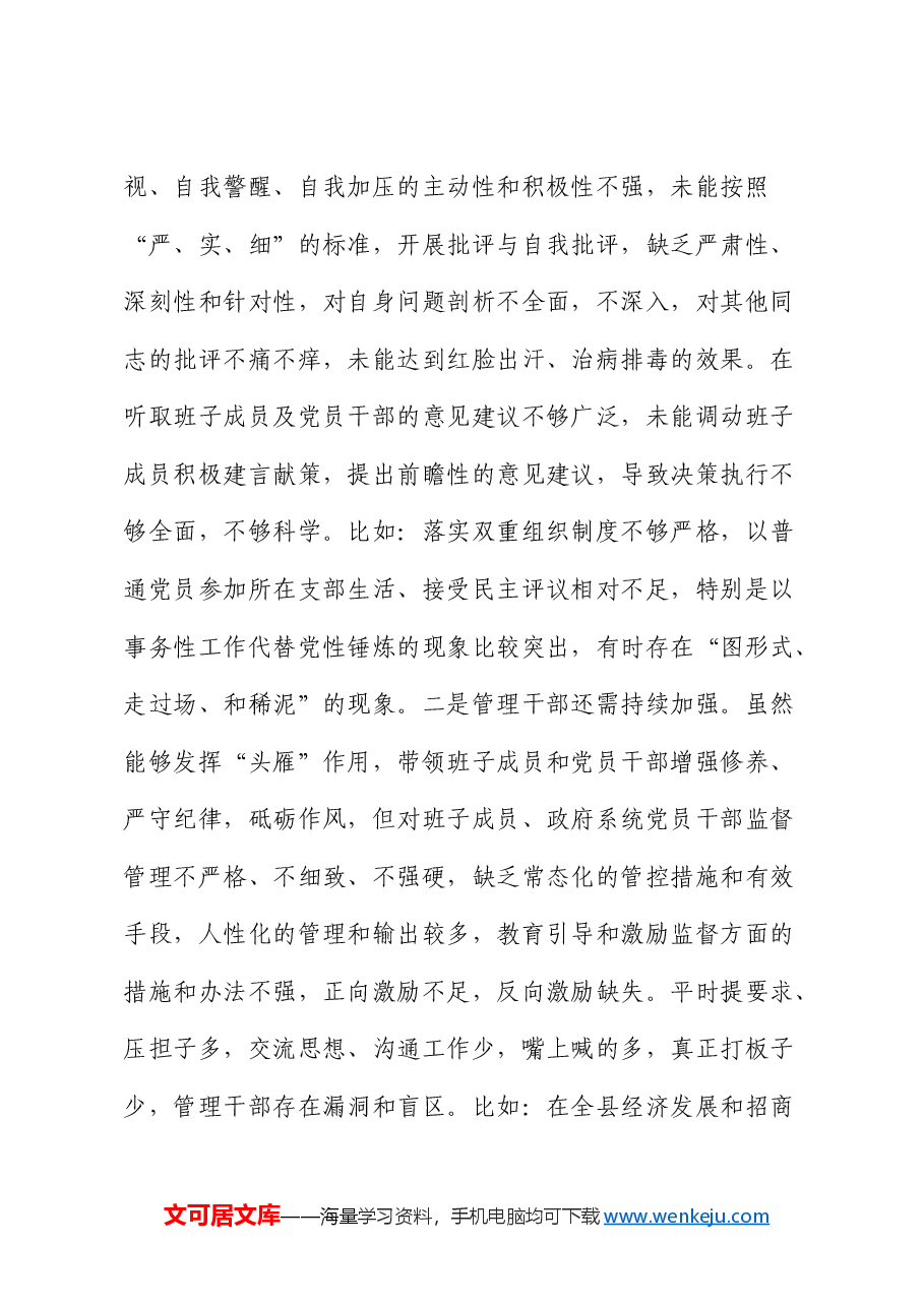 2024年度民主生活会个人对照检查(四个带头、县领导).docx,第4页预览