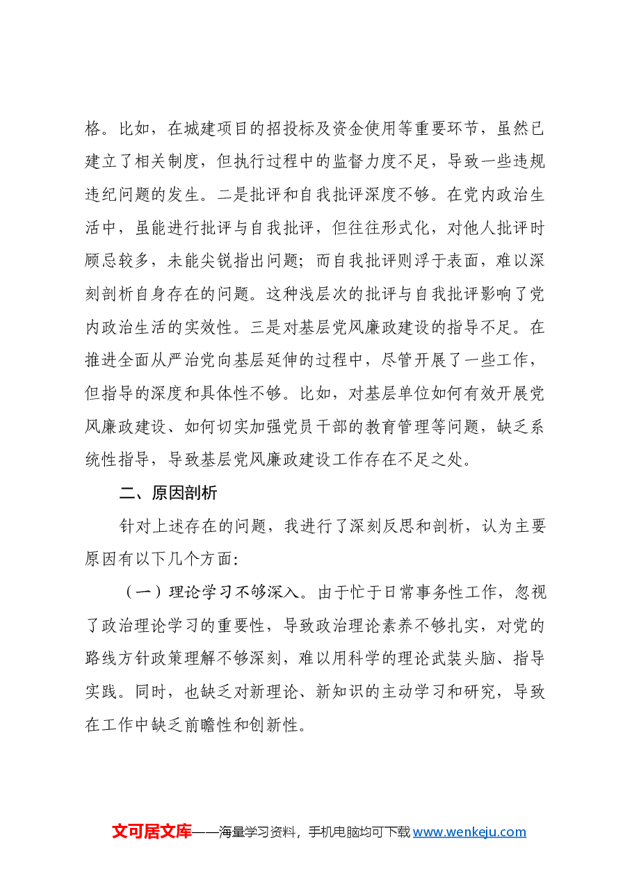 xx局长2024年度民主生活会对照检查材料(四个带头).docx,第4页预览