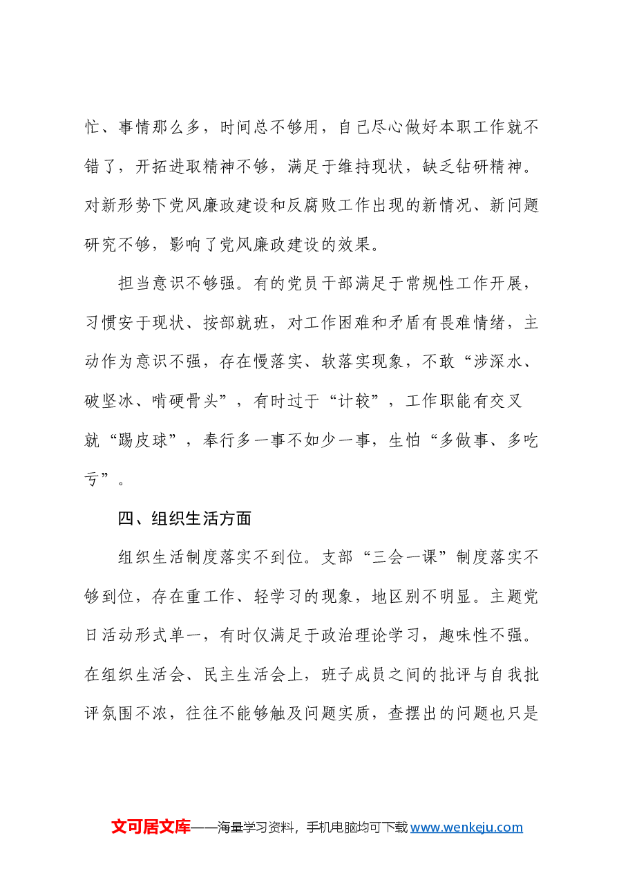 2024年度民主生活会(组织生活会)对照检查、批评与自我批评意见汇总.docx,第4页预览