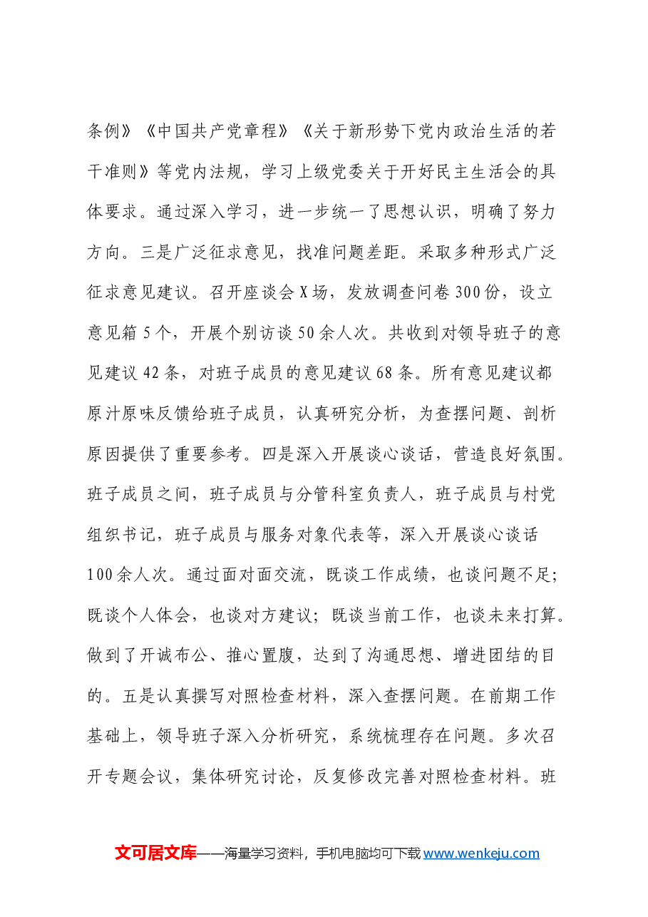 乡镇领导班子2024年民主生活会对照检查(含上年度整改+会前准备情况).docx,第3页预览