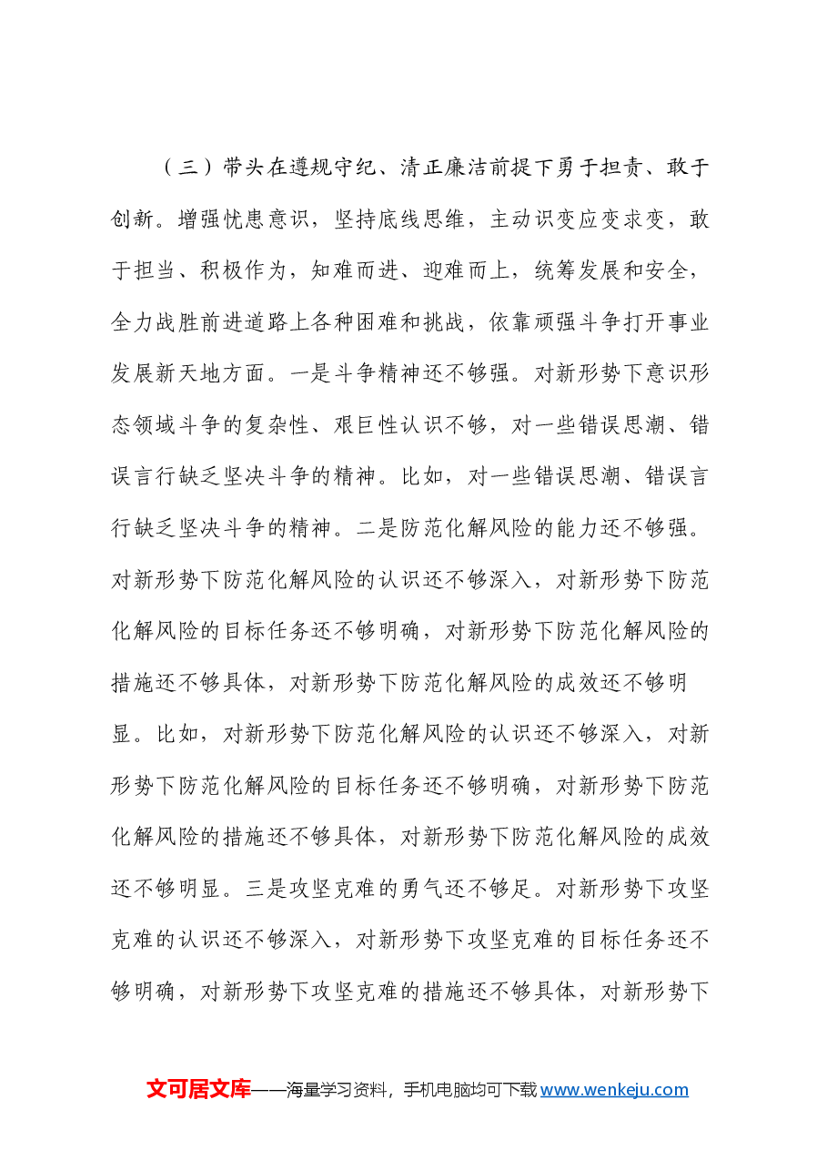 2024年班子成员民主生活会个人对照检查剖析材料.docx,第4页预览