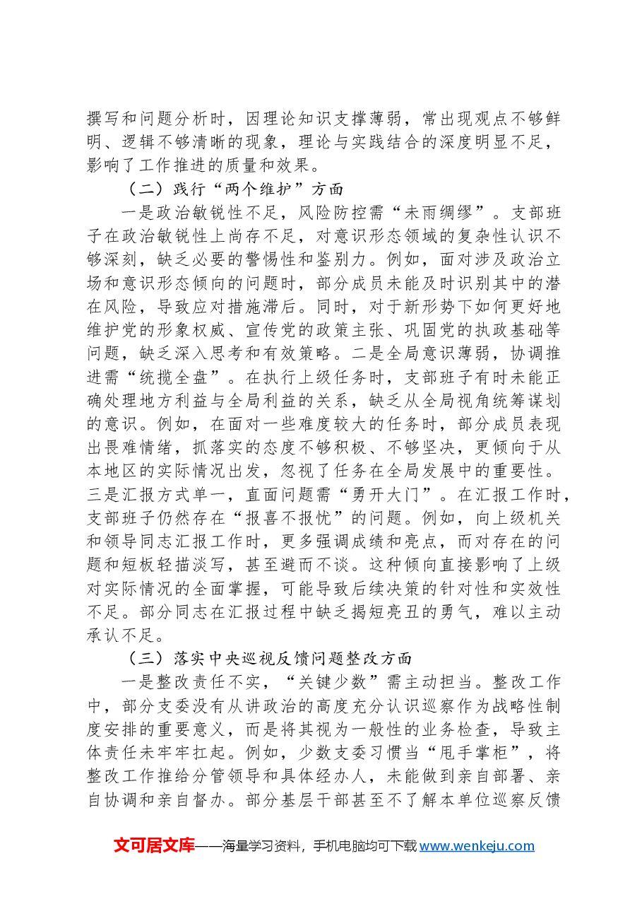 2024年巡视整改民主生活会对照检查材料.docx,第2页预览