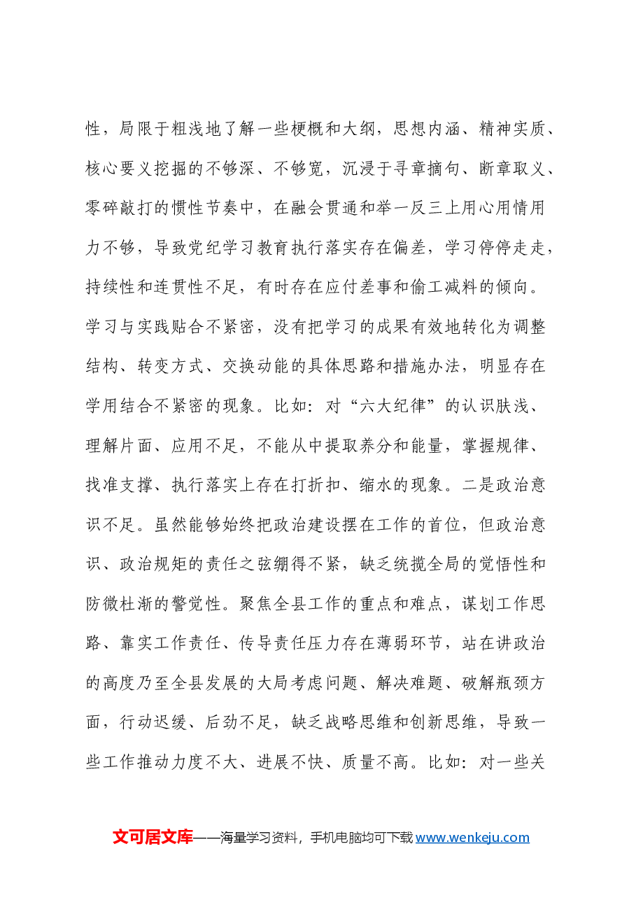 2024年度民主生活会个人对照检查(四个带头、县领导).docx,第2页预览