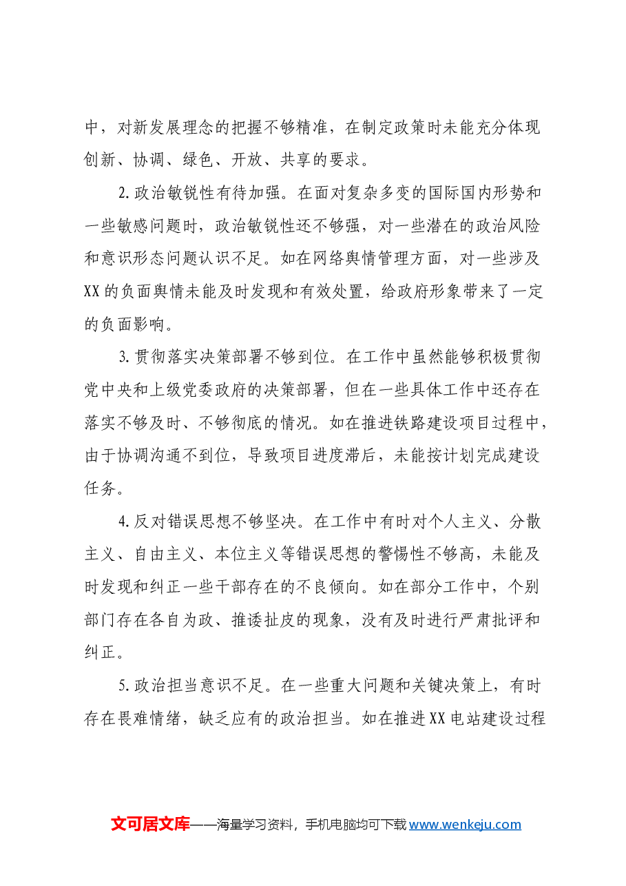 常务副市长2024年度民主生活会对照检视发言材料(四个带头+典型案例剖析).docx,第2页预览
