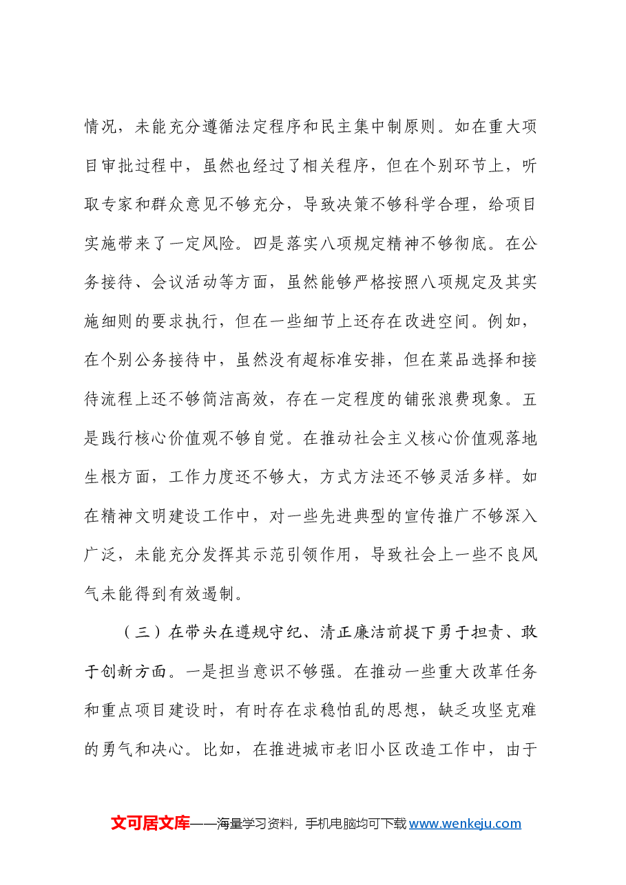 市长关于2024年度民主生活会个人对照检视发言材料.docx,第4页预览