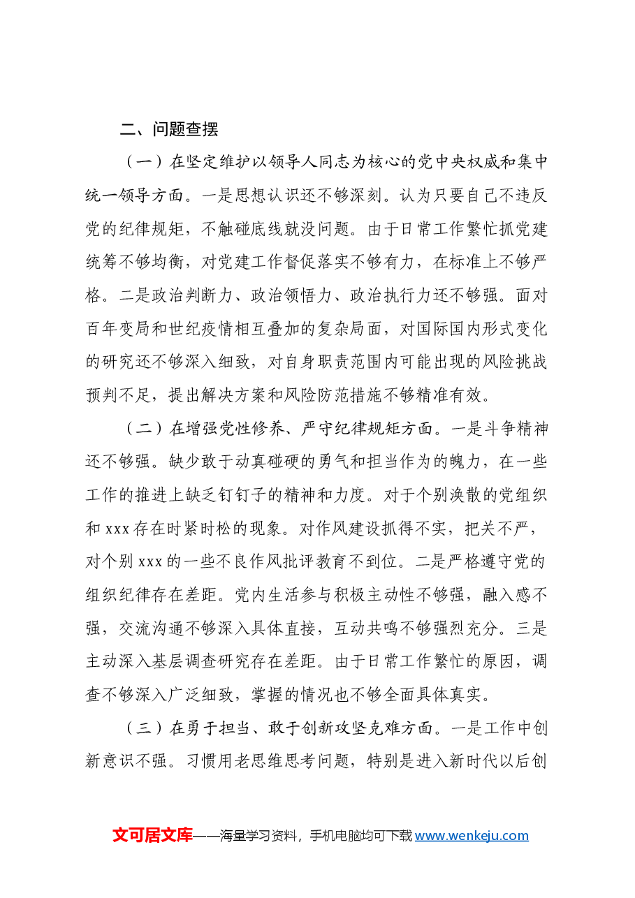 市直单位党组书记2024年民主生活会个人对照检查发言材料.docx,第4页预览