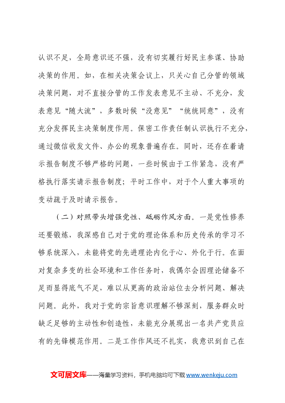 2024年民主生活会个人对照检查5篇素材(拼凑用).docx,第2页预览