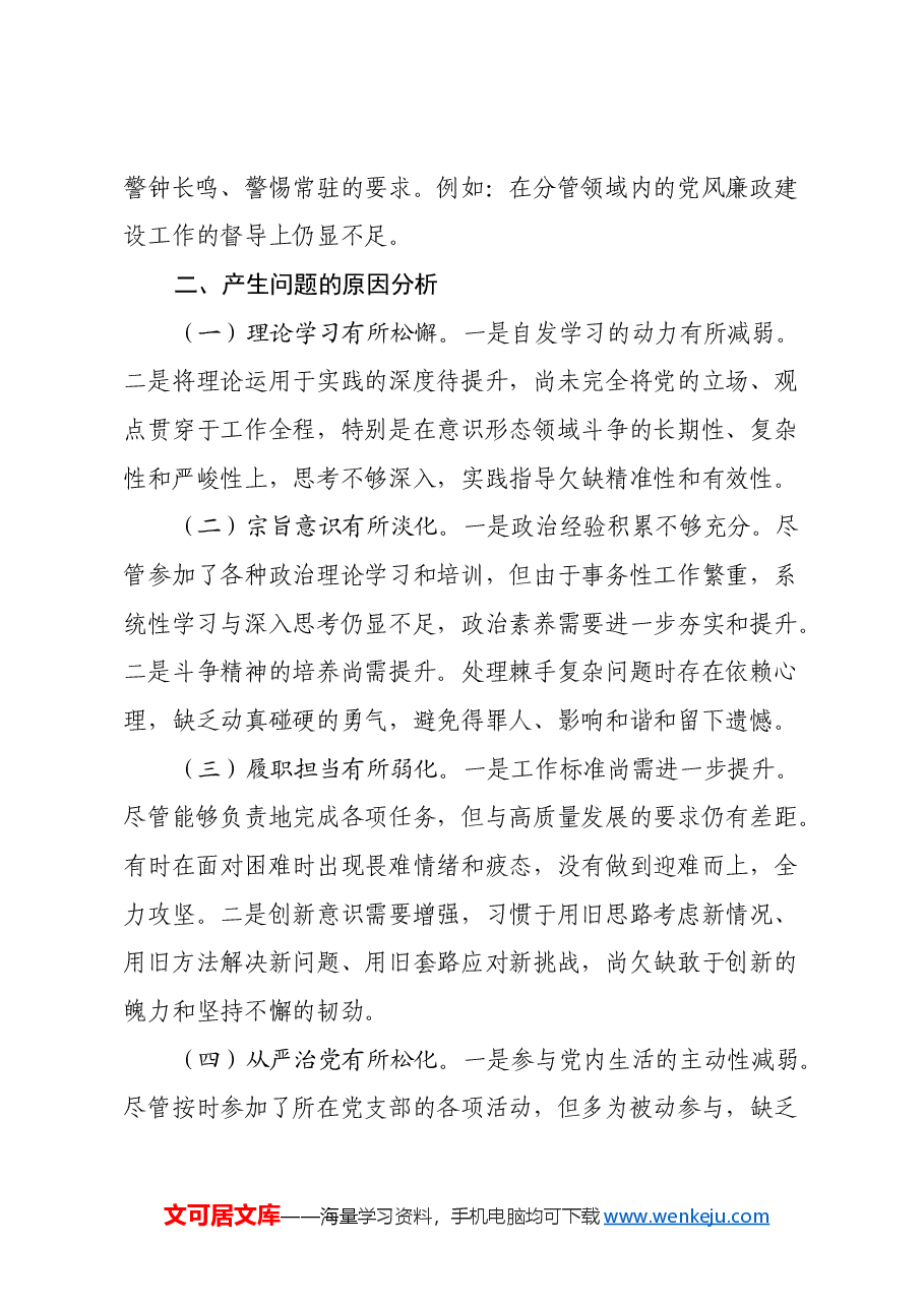 党委书记2024年民主生活会个人对照检查材料.docx,第4页预览