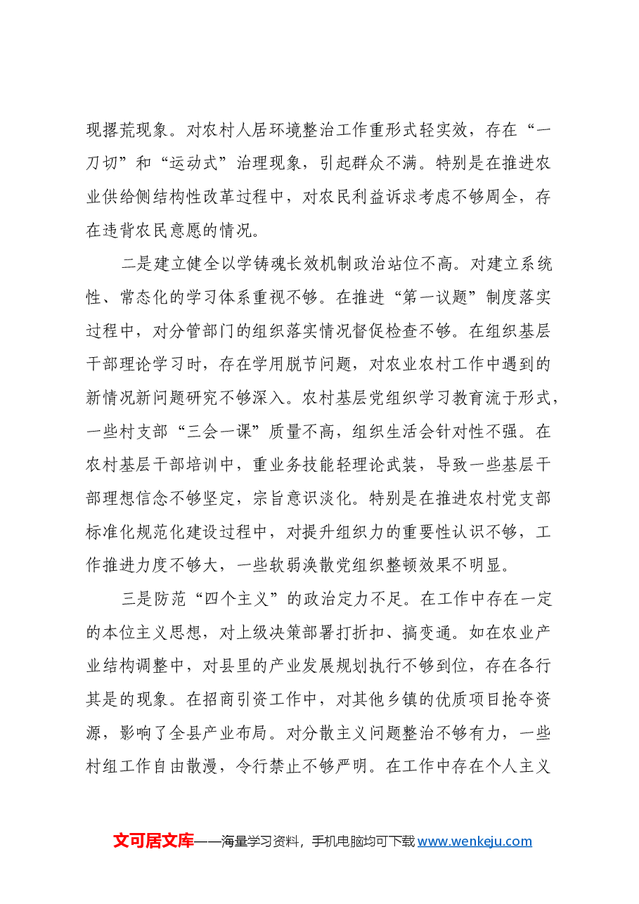 分管农业副乡长2024年民主生活会对照发言材料(四个带头).docx,第2页预览