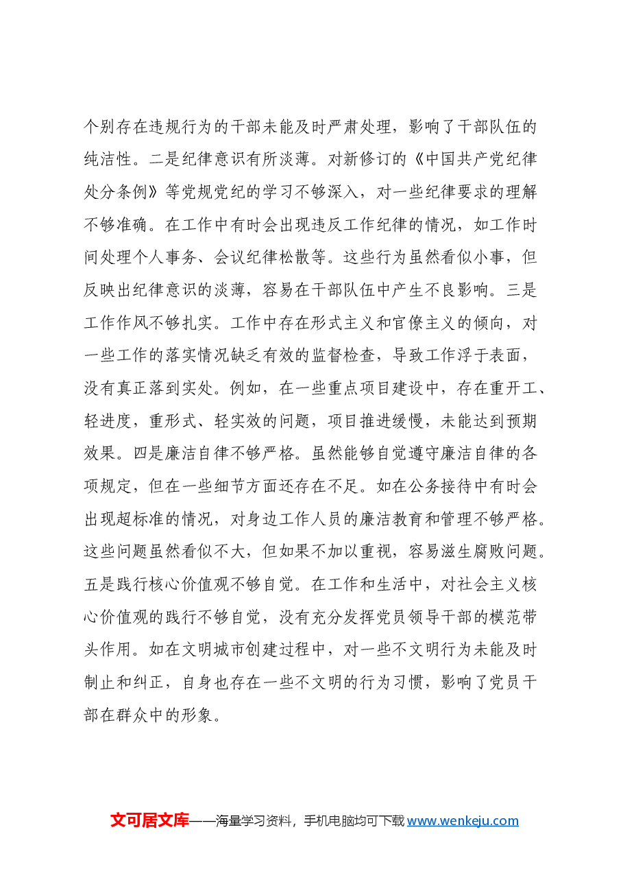 市委书记2024年度民主生活会个人对照检视发言材料(四个带头).docx,第3页预览