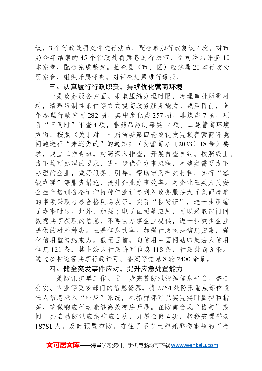 市应急管理局2024年度法治政府建设工作报告.docx,第2页预览