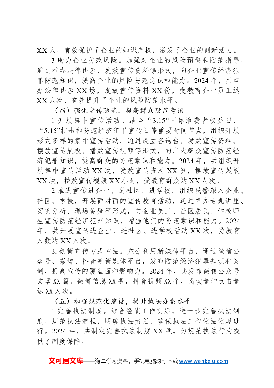 经侦大队2024年工作总结及2025年工作计划.docx,第3页预览