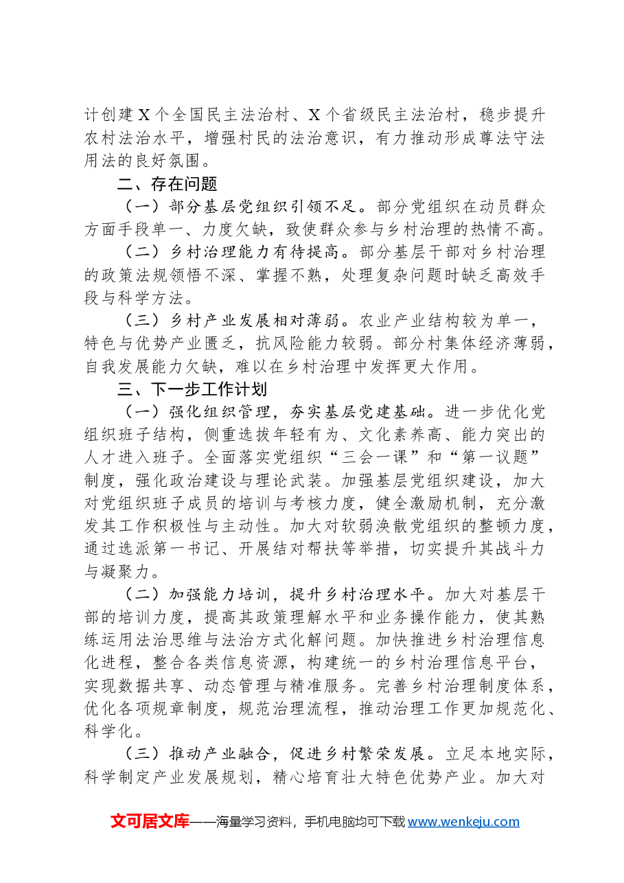 县党建引领乡村治理年度工作总结.docx,第3页预览