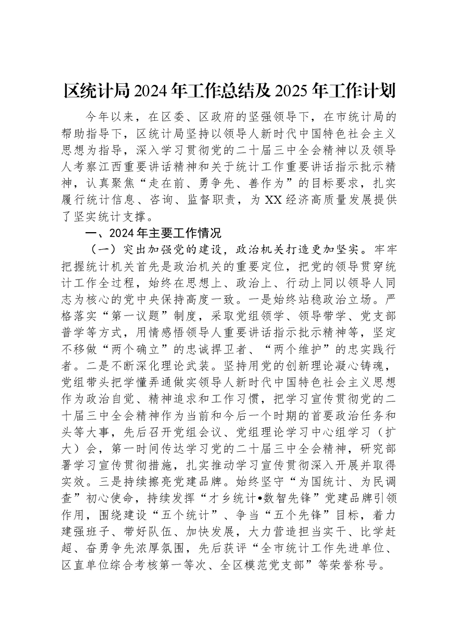 区统计局2024年工作总结及2025年工作计划-2.docx,第1页预览