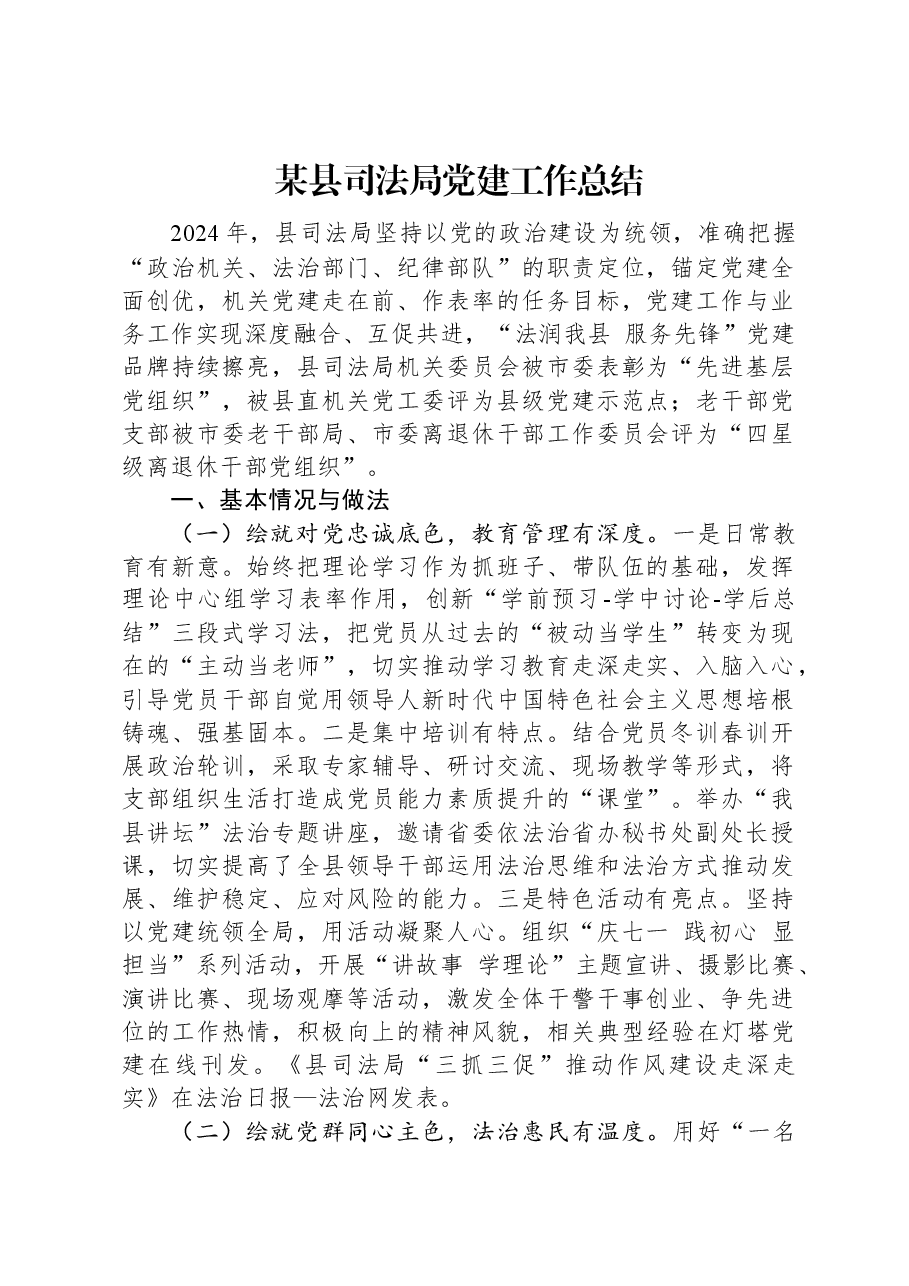 某县司法局党建工作总结.docx,第1页预览