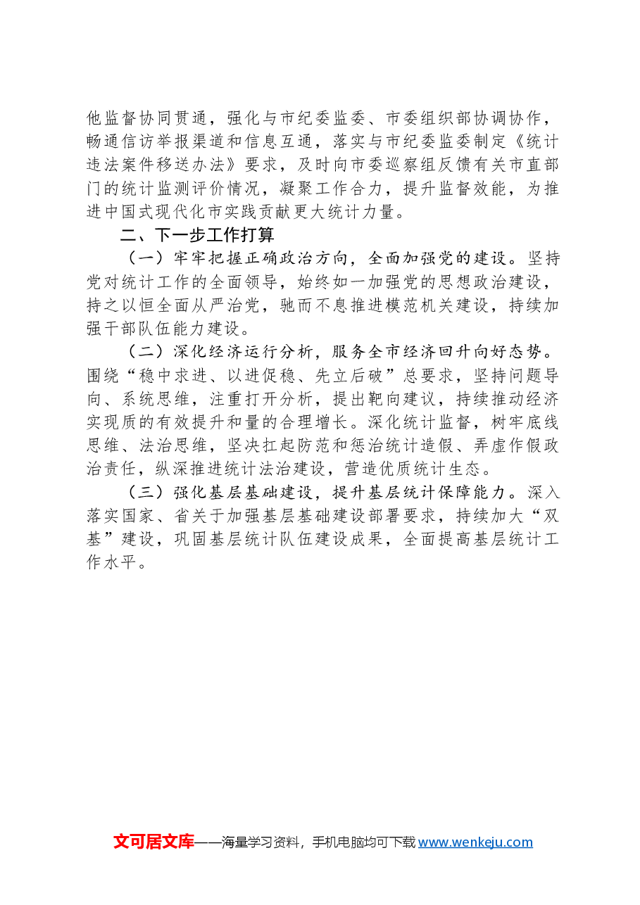 市统计局党组书记2024年述职述廉述党建工作报告.docx,第4页预览