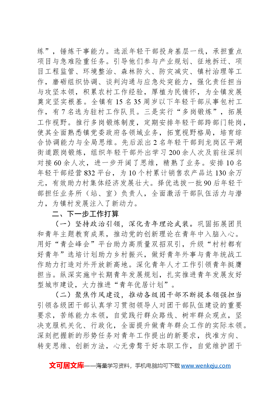乡镇党委2024年青年干部培养工作总结.docx,第3页预览