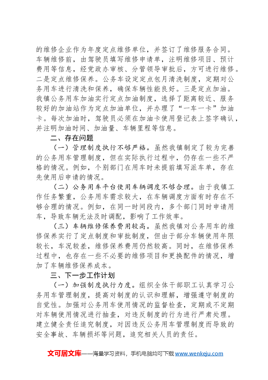 镇公务用车年度工作总结.docx,第2页预览