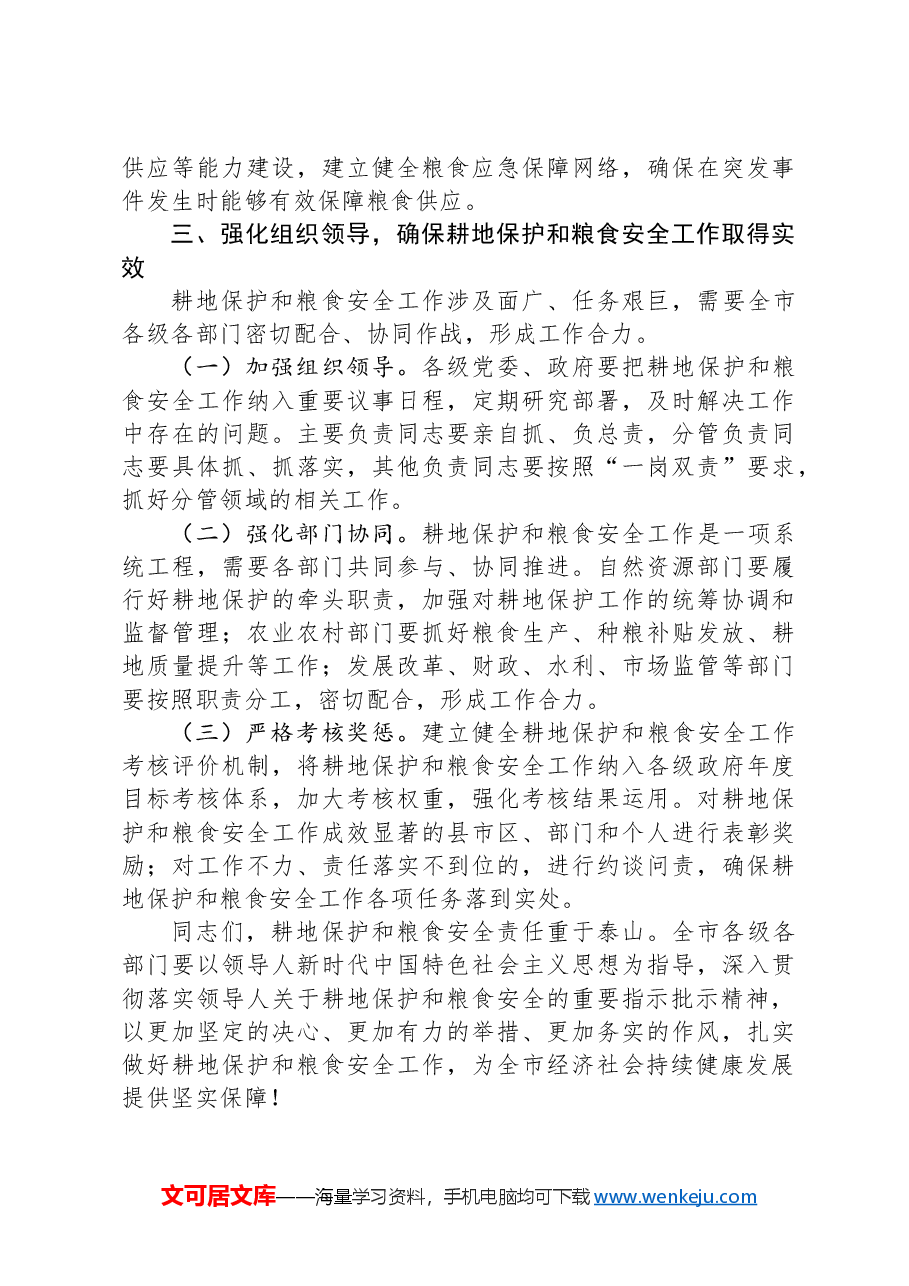 在全市2024年度耕地保护和粮食安全专题工作推进会上的讲话.docx,第4页预览