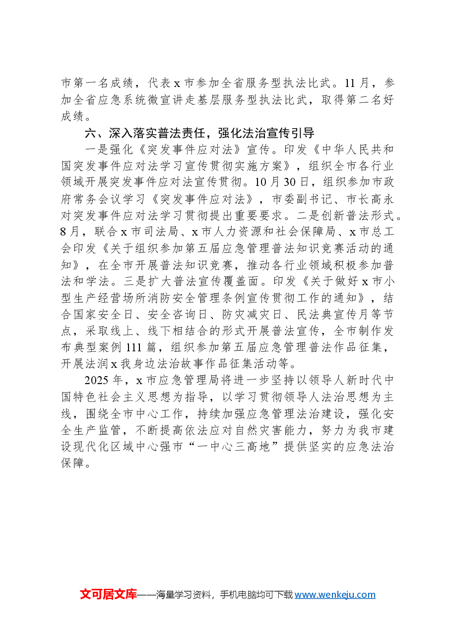 市应急管理局2024年度法治政府建设工作报告.docx,第4页预览