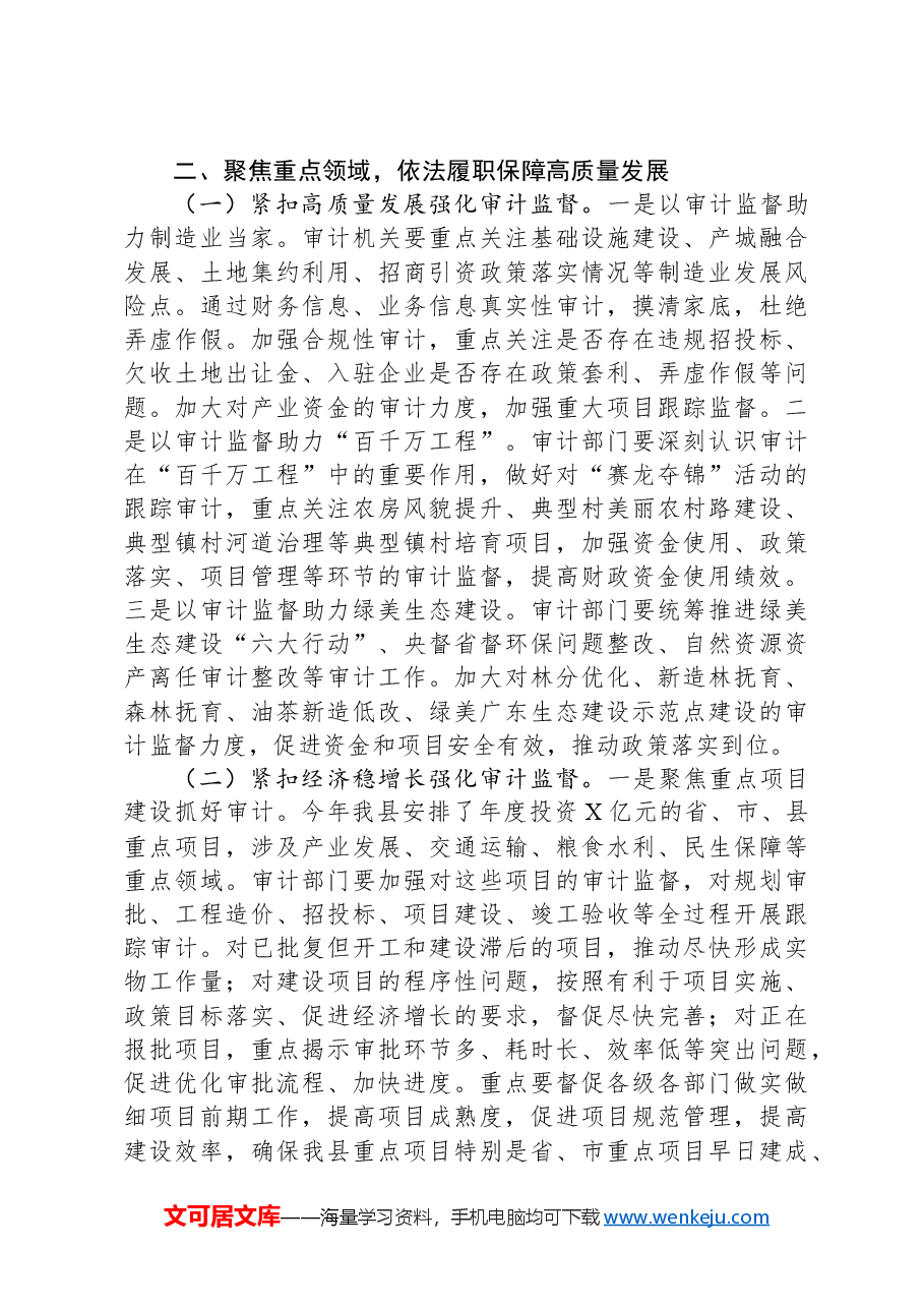 2024年在全县审计工作会议上的讲话.docx,第2页预览