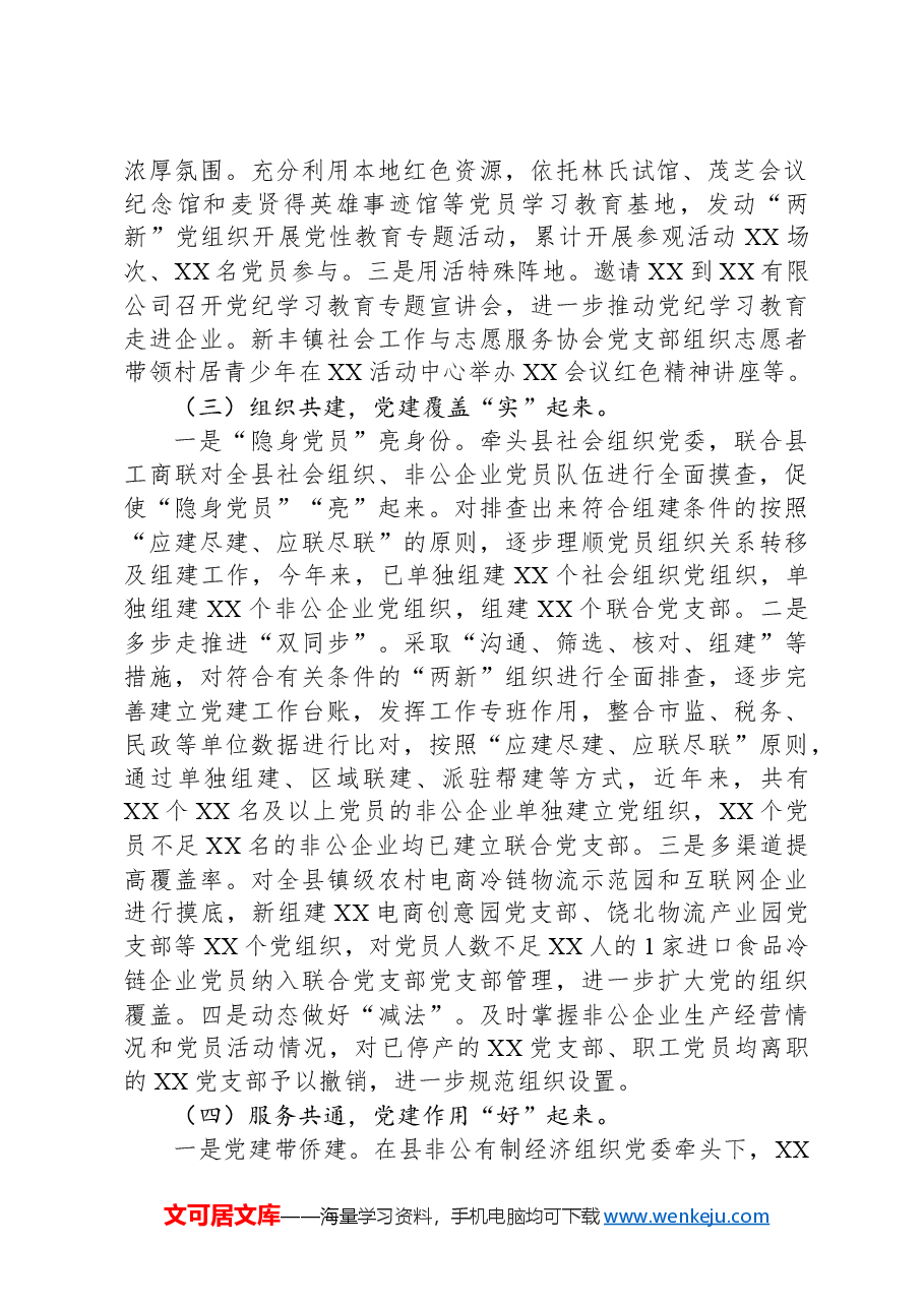 2024年XX县两新工委书记抓党建述职报告.docx,第2页预览
