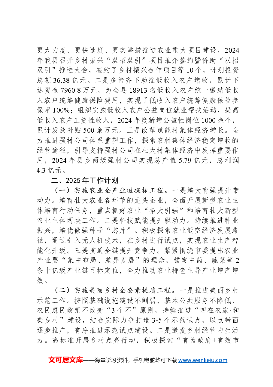 农业农村局2024年工作总结及2025年工作计划.docx,第3页预览