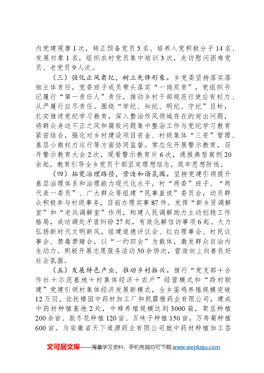某乡镇党委书记2024年度抓基层党建工作述职报告.docx,第2页预览
