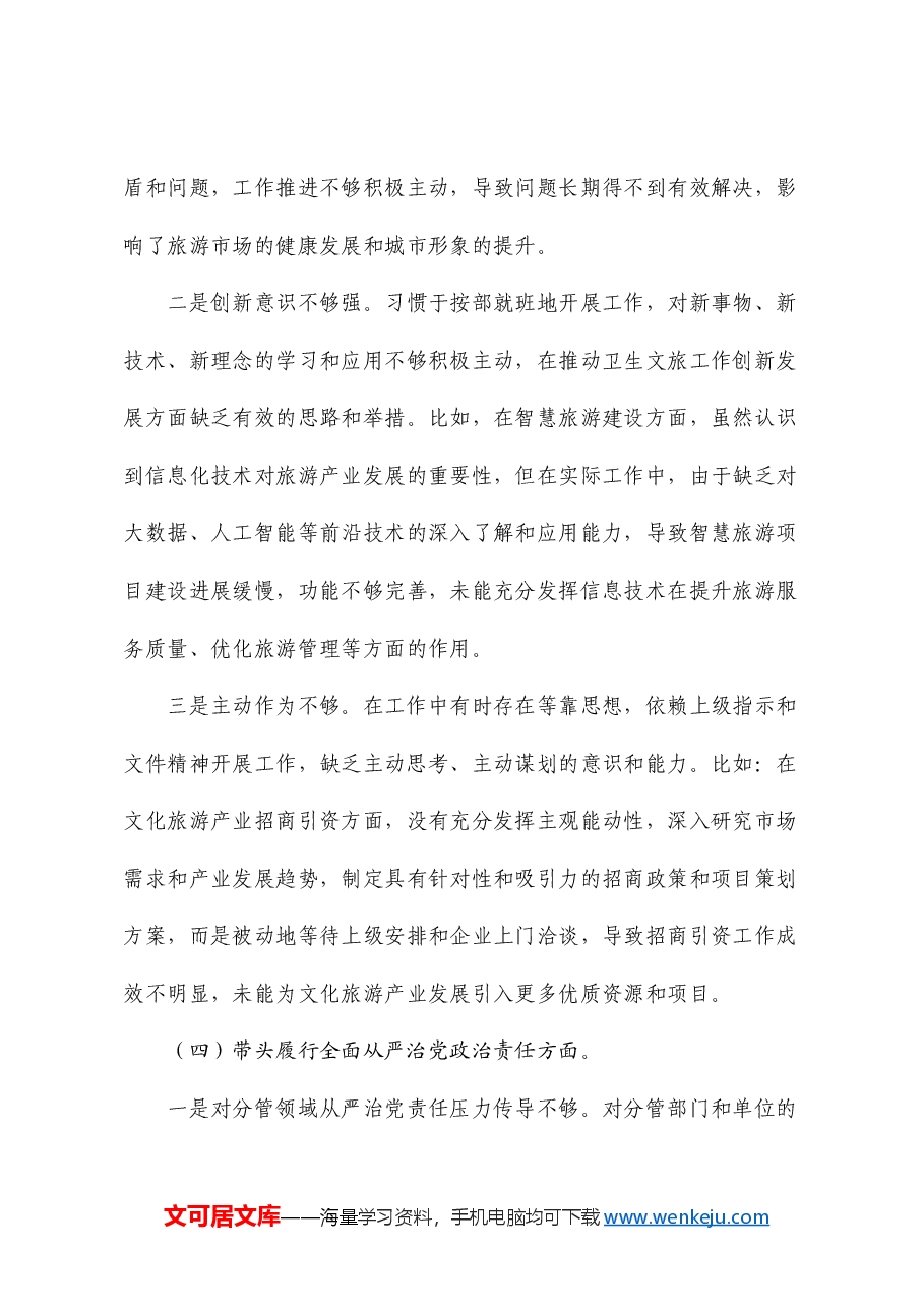 副市长2024年对照检查材料个人发言提纲(四个带头).doc,第4页预览