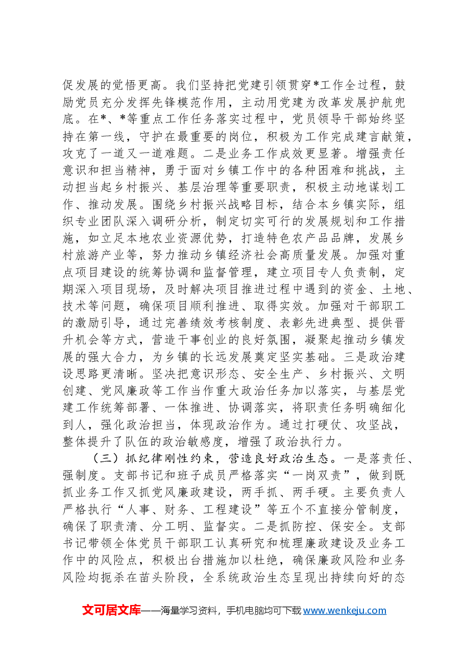 2024年基层党组织书记履行党建工作职责述职评议报告.docx,第2页预览