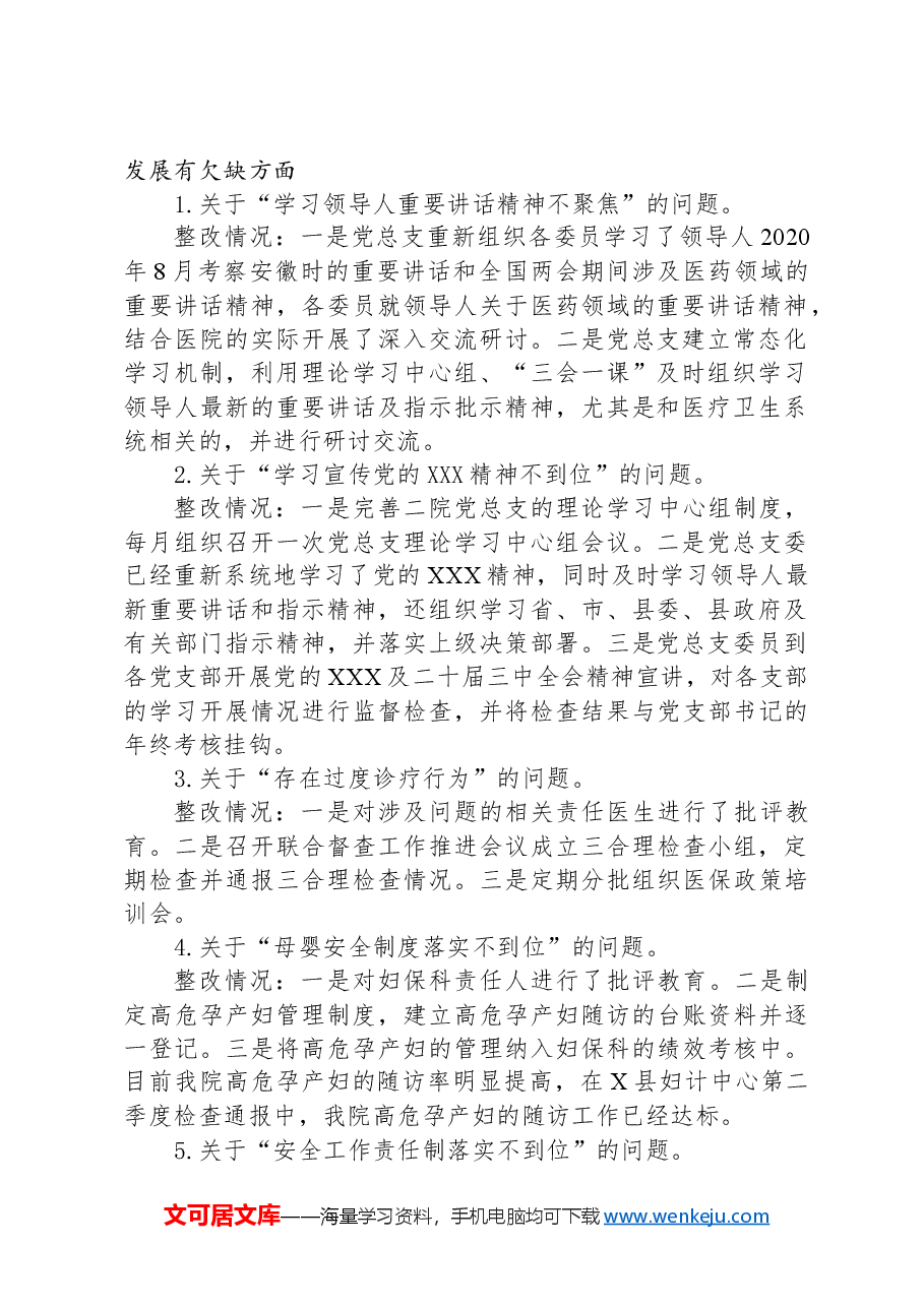 县医院总支部委员会关于巡察整改情况的报告.docx,第2页预览