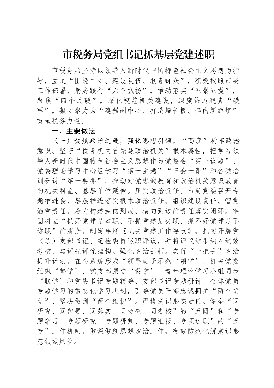 市税务局党组书记抓基层党建述职.docx,第1页预览