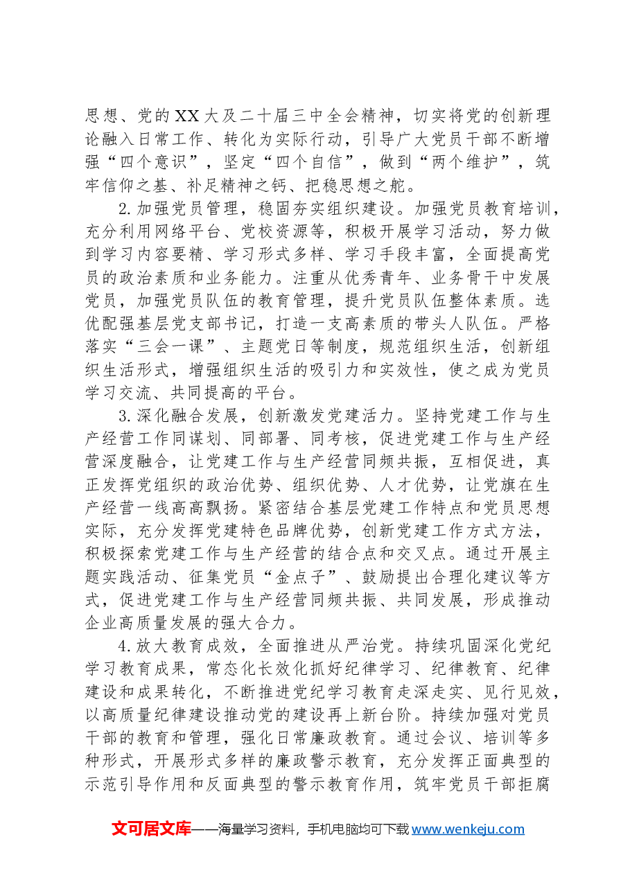 2024年企业党委党建工作存在问题及整改措施.docx,第2页预览