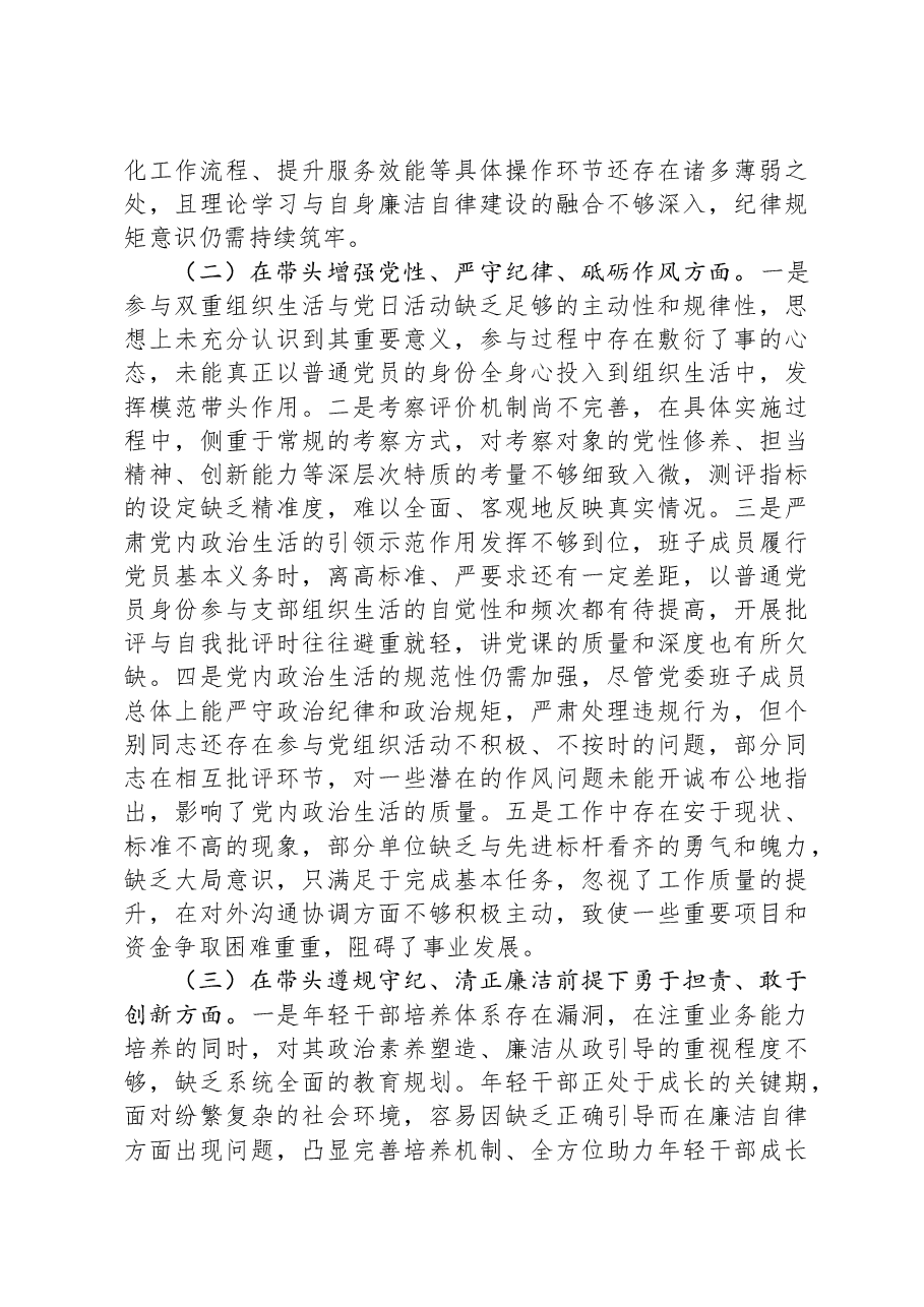 领导干部2024年度专题民主生活会、组织生活会对照检查材料(四个带头).docx,第2页预览