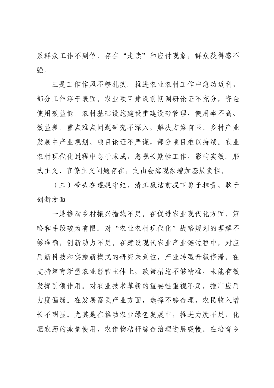 乡长2024年度民主生活会四个带头个人对照检查材料.docx,第4页预览