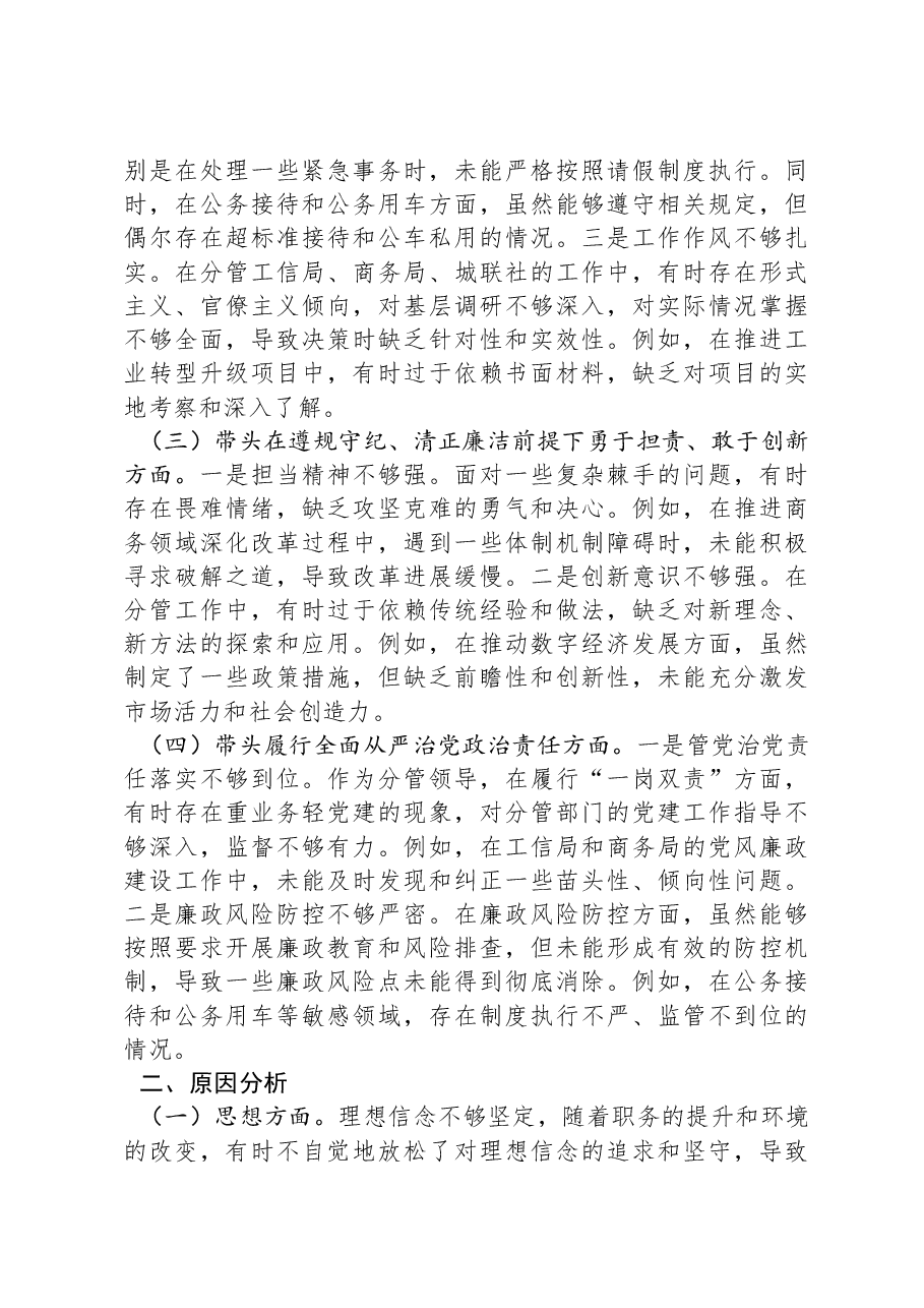 县政府班子成员2024年民主生活会个人对照检查发言材料.docx,第2页预览