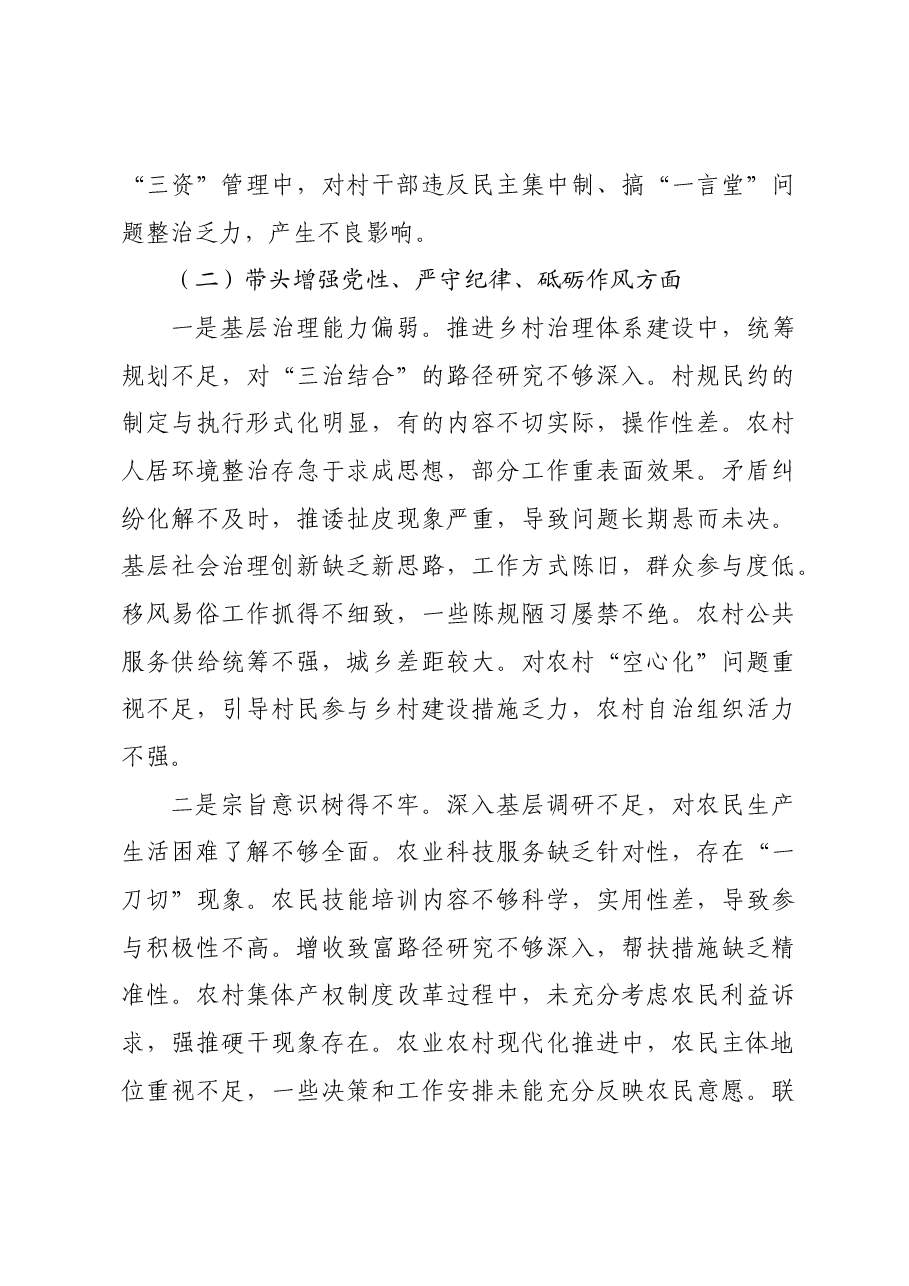 乡长2024年度民主生活会四个带头个人对照检查材料.docx,第3页预览