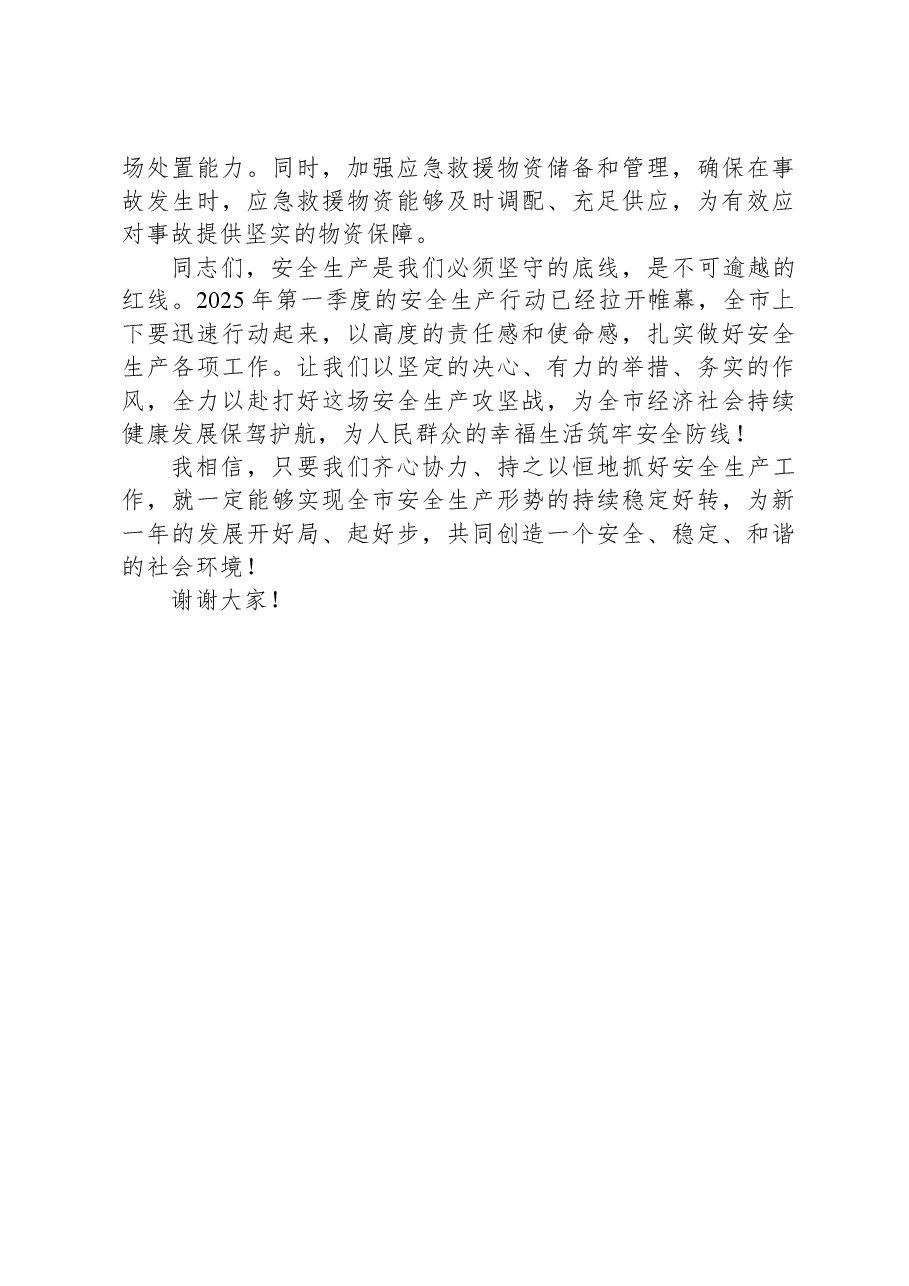 在2025年第一季度全市安全生产行动动员大会上的讲话.docx,第4页预览