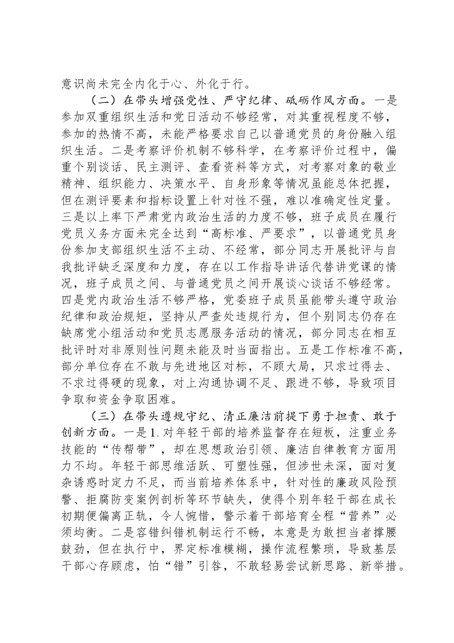 党员干部2024年专题民主生活会(组织生活会)对照检查发言材料(四个带头).docx,第2页预览