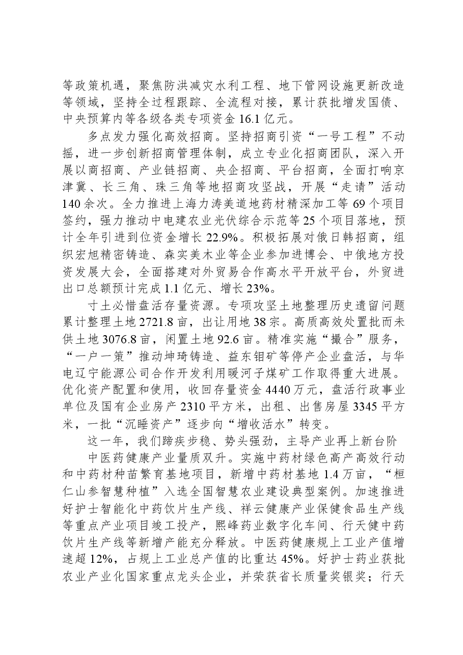 2024年桓仁满族自治县人民政府工作报告.docx,第2页预览