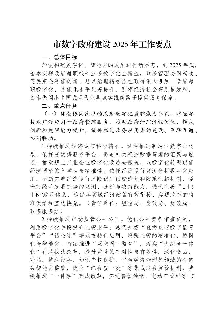 市数字政府建设2025年工作要点.docx,第1页预览