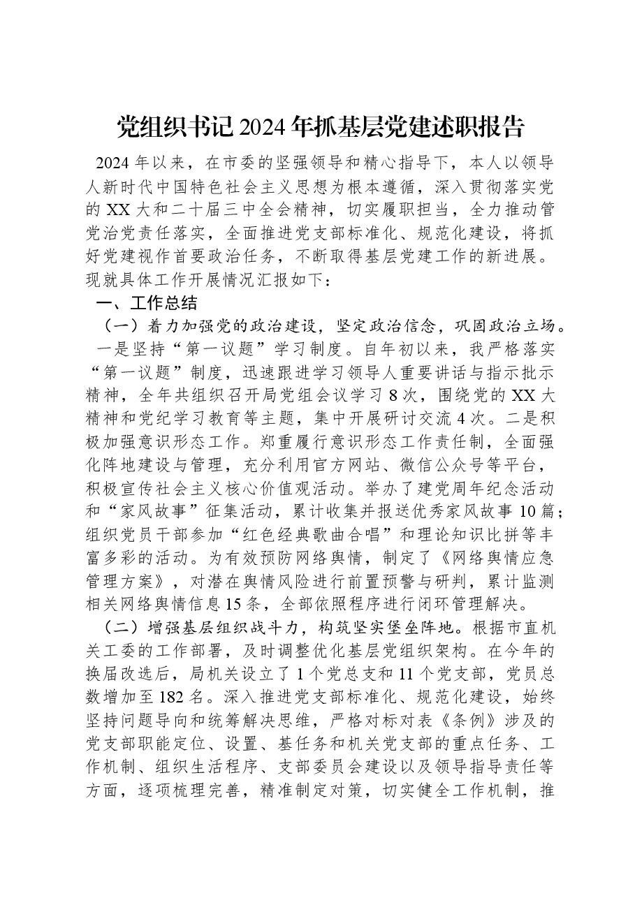 党组织书记2024年抓基层党建述职报告.docx,第1页预览
