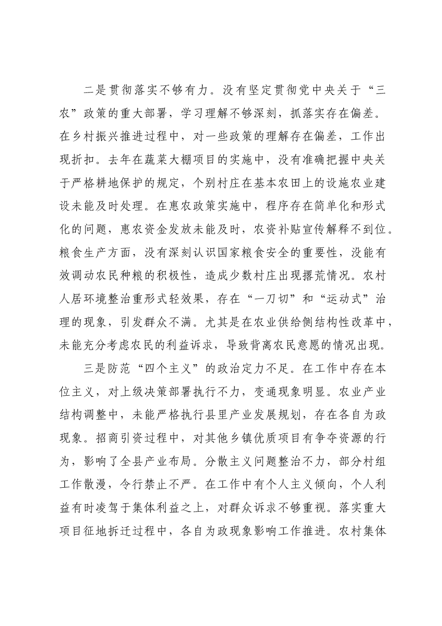 乡长2024年度民主生活会四个带头个人对照检查材料.docx,第2页预览