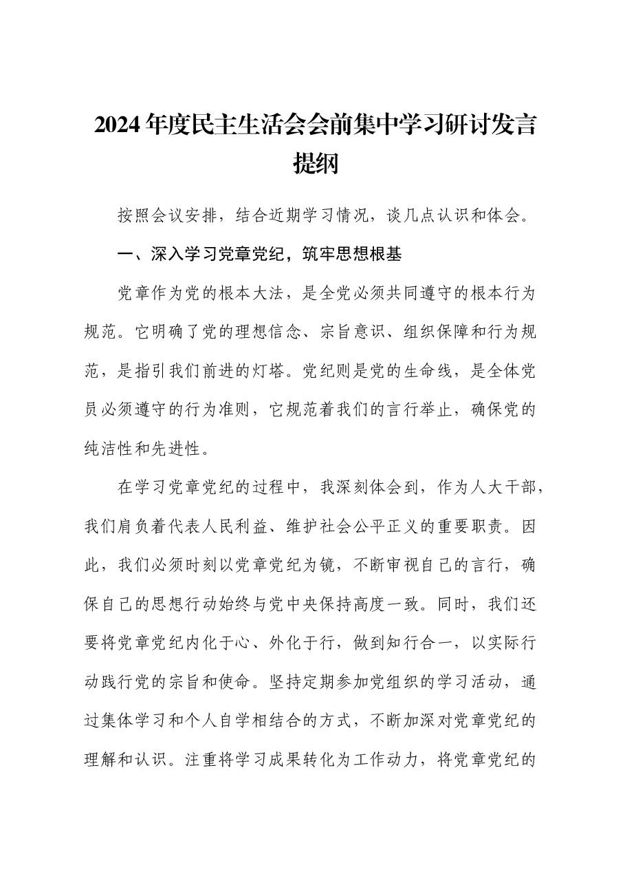 (会前)2024年度民主生活会会前集中学习研讨发言材料(人大).docx,第1页预览