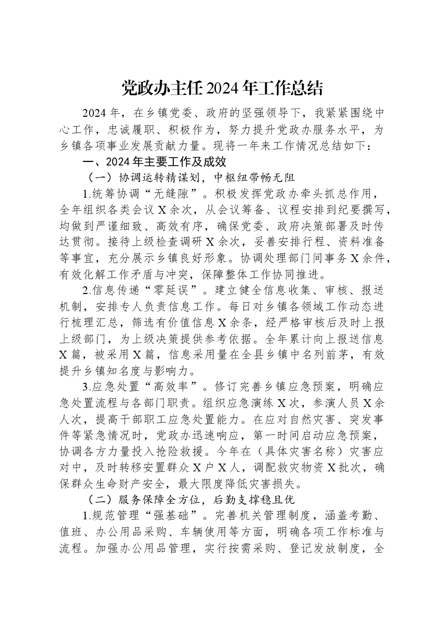 党政办主任2024年工作总结.docx,第1页预览