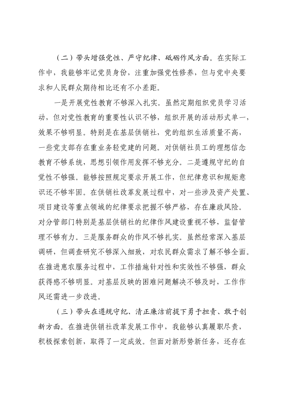挂职副市长在2024年民主生活会上的对照检查材料(四个带头).docx,第3页预览