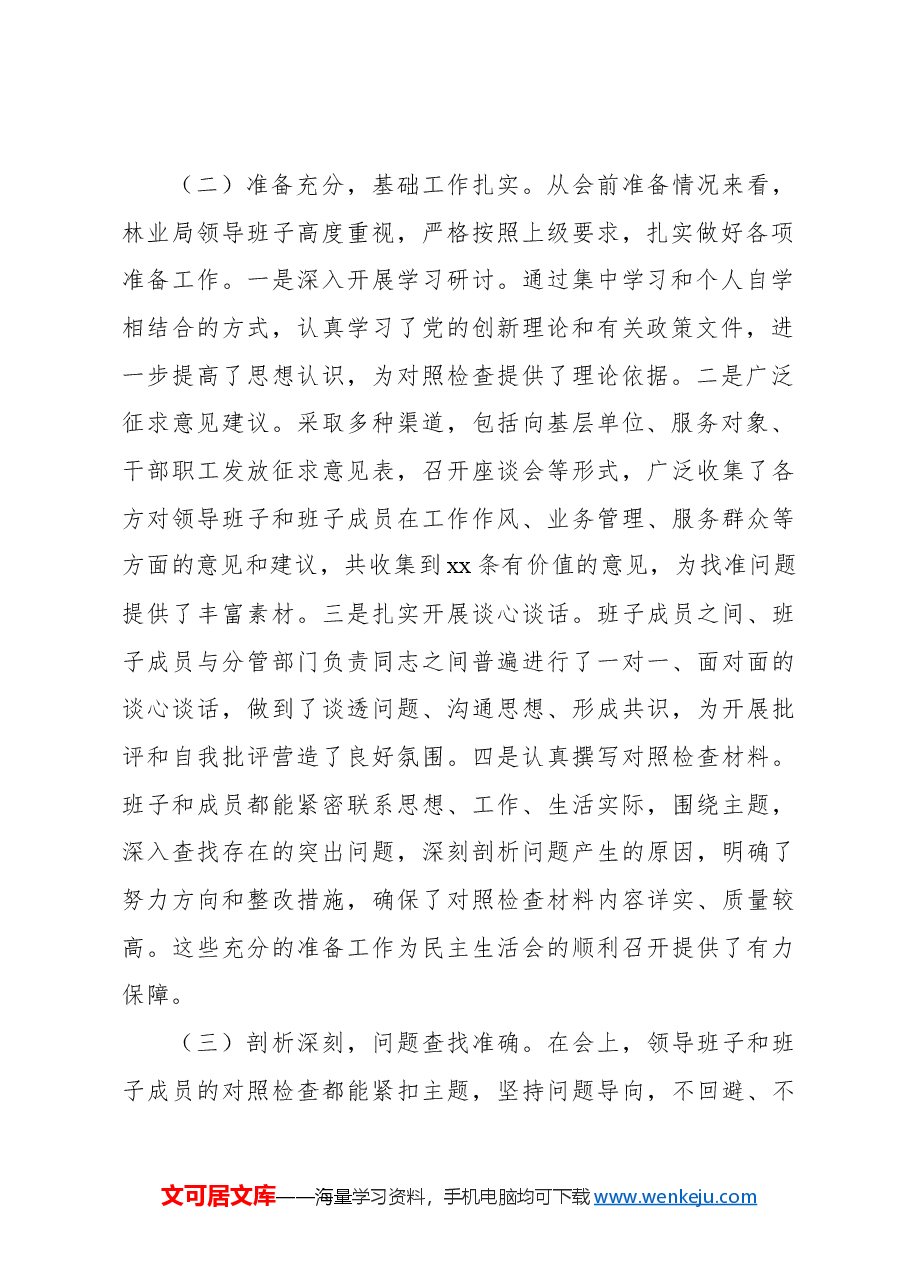 指导组组长在市级部门领导班子2024年专题民主生活会上的点评讲话.docx,第2页预览